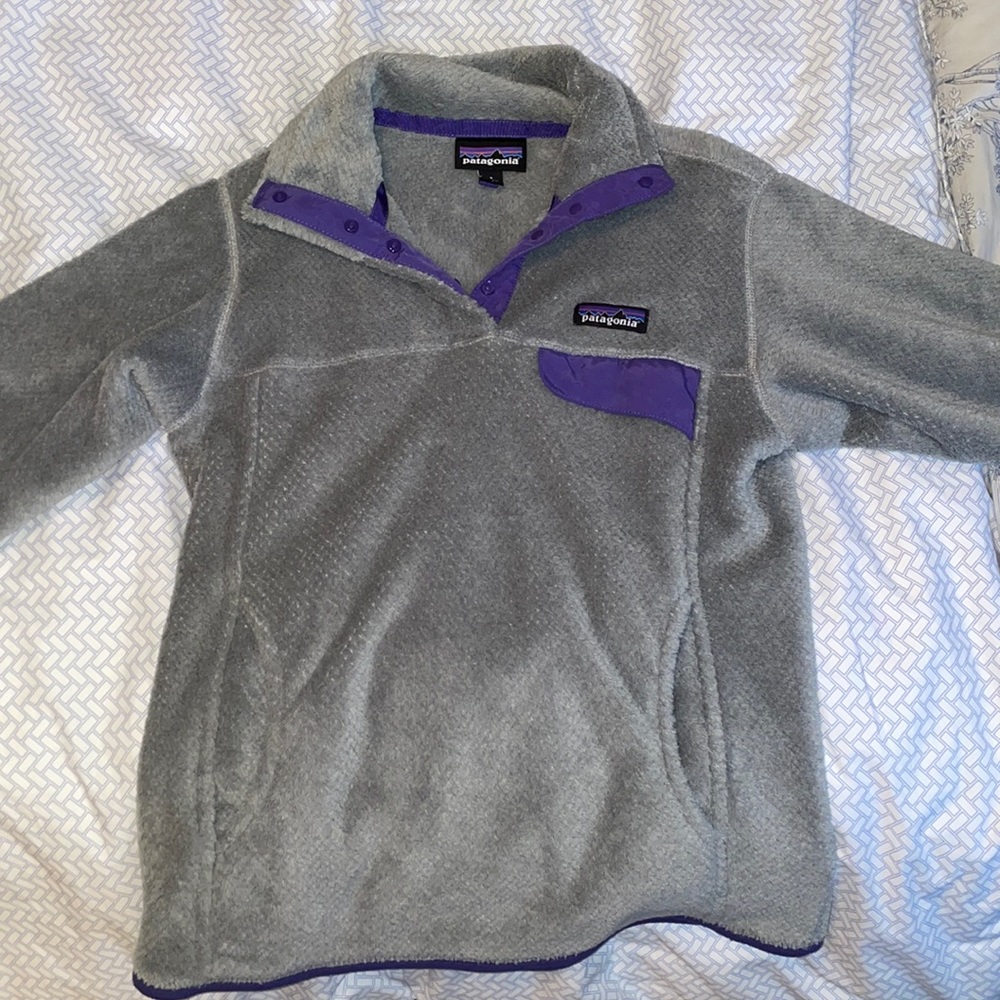 Grey and purple Snap-T Fleece Patagonia